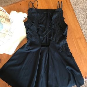 Free People Lace Back Black Dress